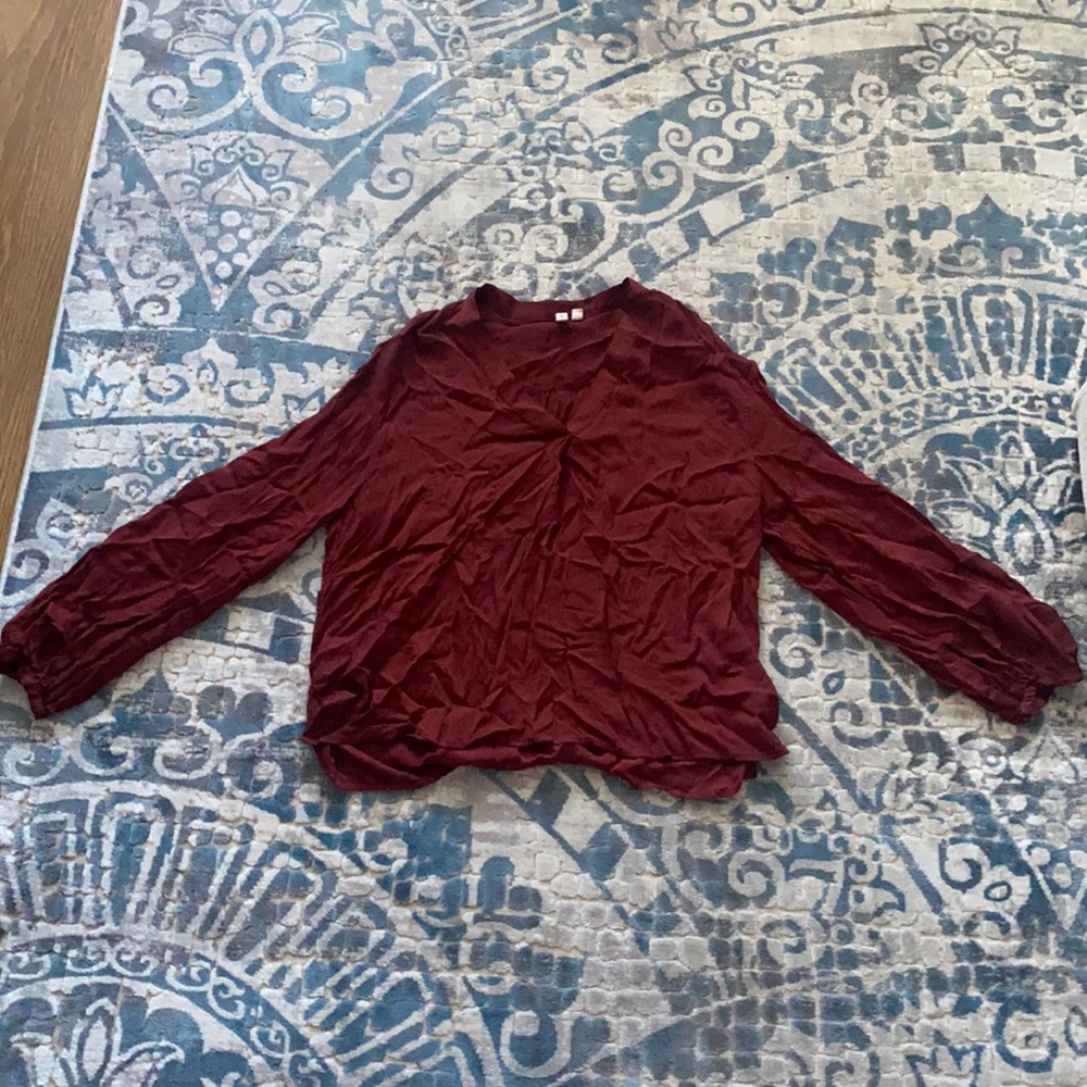 Dark orange satin Treasure&Bond long sleeve blouse